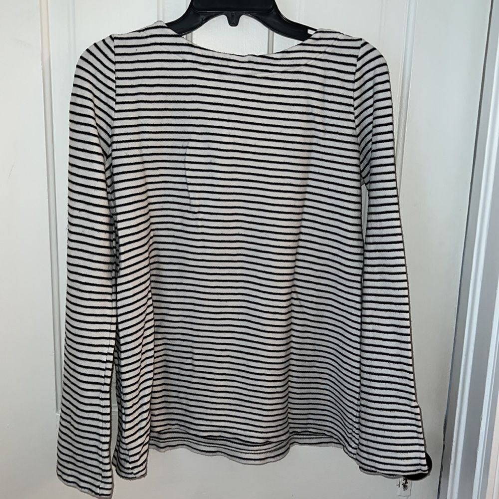 Chaps // Striped Bell-sleeve Tie-neck Sweatshirt - Picture 4 of 5